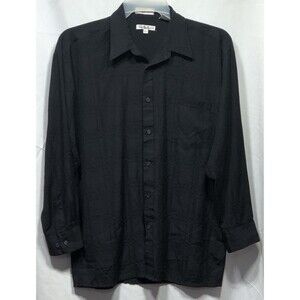 Pavo Oxford Button up Shirt L 16-16 1/2 Blk Long Sleeve Office Career capsule